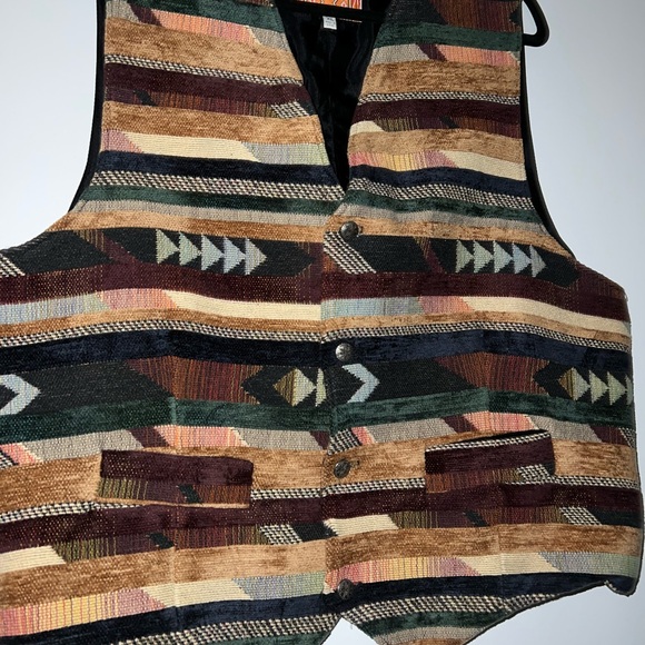 Vintage Native American Traditions Vest Snap Button Southwestern Allen Wah Sz XL - Picture 3 of 6